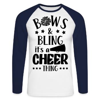Bows Bling It's A Cheer Thing Cheerleading Cheerle - Unisex Baseballshirt langarm - Weiß/Navy - Vorne - Nik (191cm)