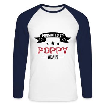 Promoted To Poppy Again Pregnancy Announce - Unisex Long Sleeve Baseball T-Shirt - white/navy - Front - Nik (191cm)