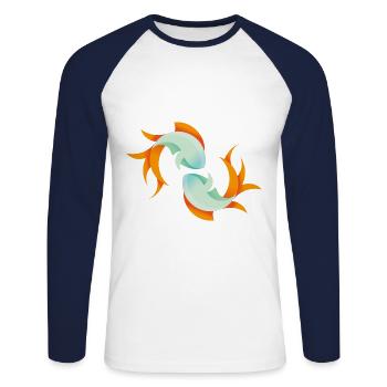 Poissons poissons signe du zodiaque cadeau pêche océan - T-shirt baseball manches longues Homme - blanc/marine - Devant - Nik (191cm)
