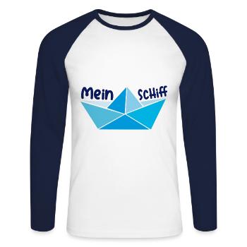 Mein Schiff - Unisex Baseballshirt langarm - Weiß/Navy - Vorne - Nik (191cm)
