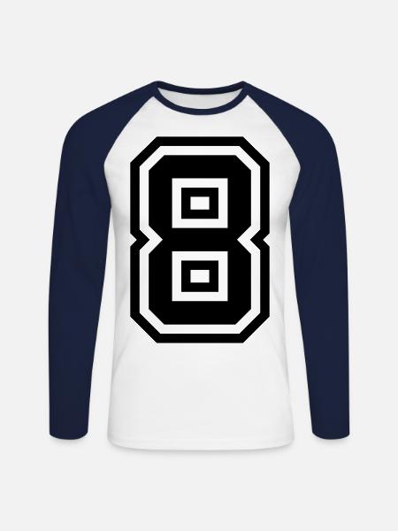 8 Zahl symbol - Unisex Baseballshirt langarm - Weiß/Navy
