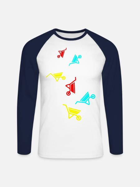 Schubkarre Symbol - Unisex Baseballshirt langarm - Weiß/Navy
