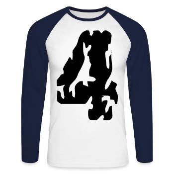 Maillot 4 numéros - T-shirt baseball manches longues Homme - blanc/marine - Devant - Nik (191cm)