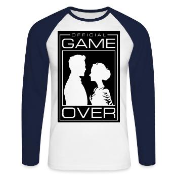 Jeu de couple de mariage sur le couple de mariage Jga - T-shirt baseball manches longues Homme - blanc/marine - Devant - Nik (191cm)