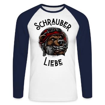 Tournevis amour - T-shirt baseball manches longues Homme - blanc/marine - Devant - Nik (191cm)