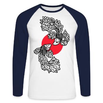 Koi Karpfen Japanische Kunst Fische Yin Yang - Unisex Baseballshirt langarm - Weiß/Navy - Vorne - Nik (191cm)
