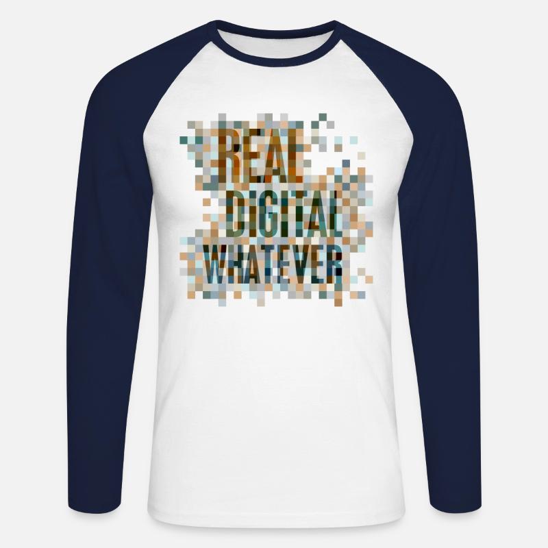 Statement: Real. Digital. Whatever. - Unisex Baseballshirt langarm - Weiß/Navy