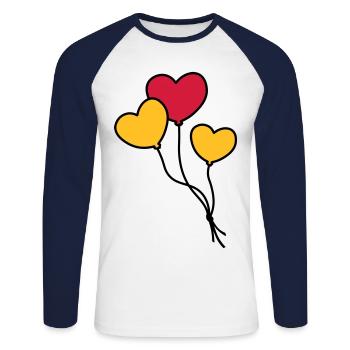Herzballons / Heart balloon / Ballon coeur - Unisex Long Sleeve Baseball T-Shirt - white/navy - Front - Nik (191cm)