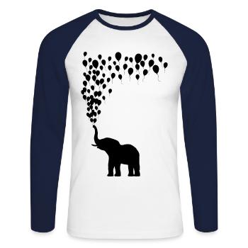 Elefant Luftballon Freude Spiel Spass Geschenk - Unisex Baseballshirt langarm - Weiß/Navy - Vorne - Nik (191cm)
