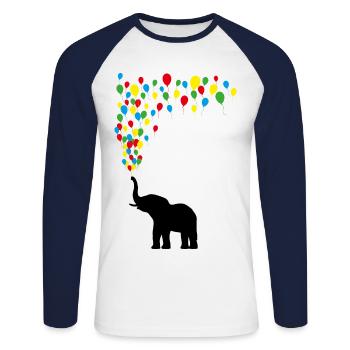 Elefant Luftballon Freude Spiel Spass Geschenk - Unisex Baseballshirt langarm - Weiß/Navy - Vorne - Nik (191cm)