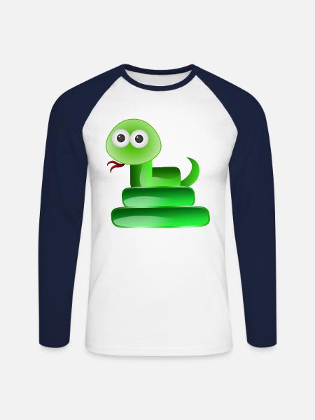 Snake Reptile - Unisex Long Sleeve Baseball T-Shirt - white/navy