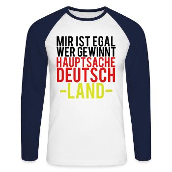 Deutschland Fussball Fußball - Unisex Baseballshirt langarm - Weiß/Navy - Vorne - Nik (191cm)
