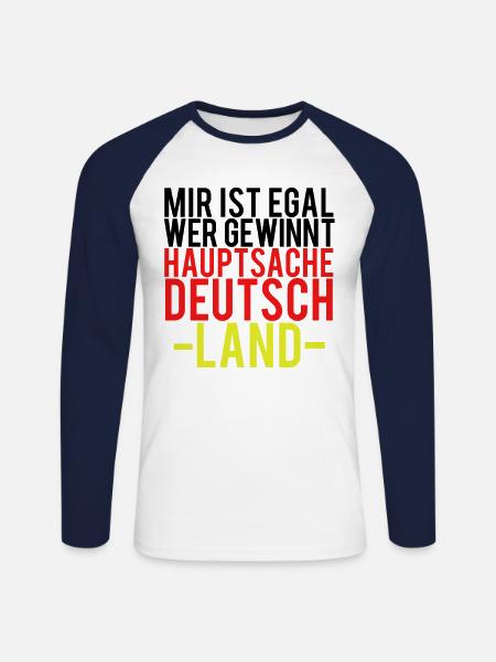 Deutschland Fussball Fußball - Unisex Baseballshirt langarm - Weiß/Navy
