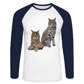Lynx - T-shirt baseball manches longues Homme - blanc/marine - Devant - Nik (191cm)