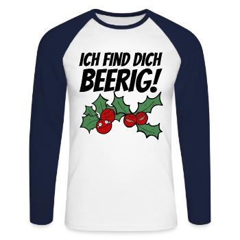 Obst Himbeere Kirsche Beeren Beere Witzig Lustig - Unisex Baseballshirt langarm - Weiß/Navy - Vorne - Nik (191cm)