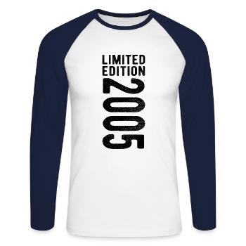 limited edition 2005 - Unisex Baseballshirt langarm - Weiß/Navy - Vorne - Nik (191cm)