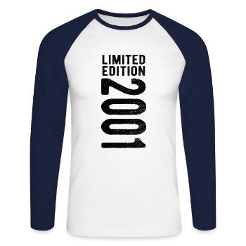 limited edition 2001 - Unisex Baseballshirt langarm - Weiß/Navy - Vorne - Nik (191cm)