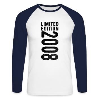édition limitée 2008 - T-shirt baseball manches longues Homme - blanc/marine - Devant - Nik (191cm)
