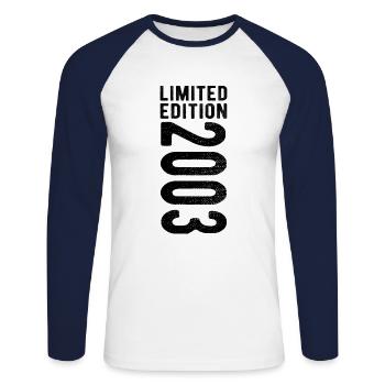 édition limitée 2003 - T-shirt baseball manches longues Homme - blanc/marine - Devant - Nik (191cm)