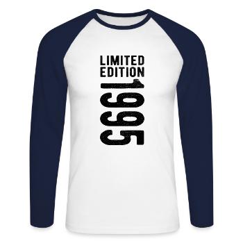 édition limitée 1995 - T-shirt baseball manches longues Homme - blanc/marine - Devant - Nik (191cm)