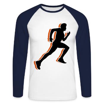 running course sprinten silhouette - T-shirt baseball manches longues Homme - blanc/marine - Devant - Nik (191cm)