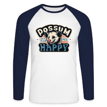L’OPOSSUM ME REND HEUREUX - T-shirt baseball manches longues Homme - blanc/marine - Devant - Nik (191cm)