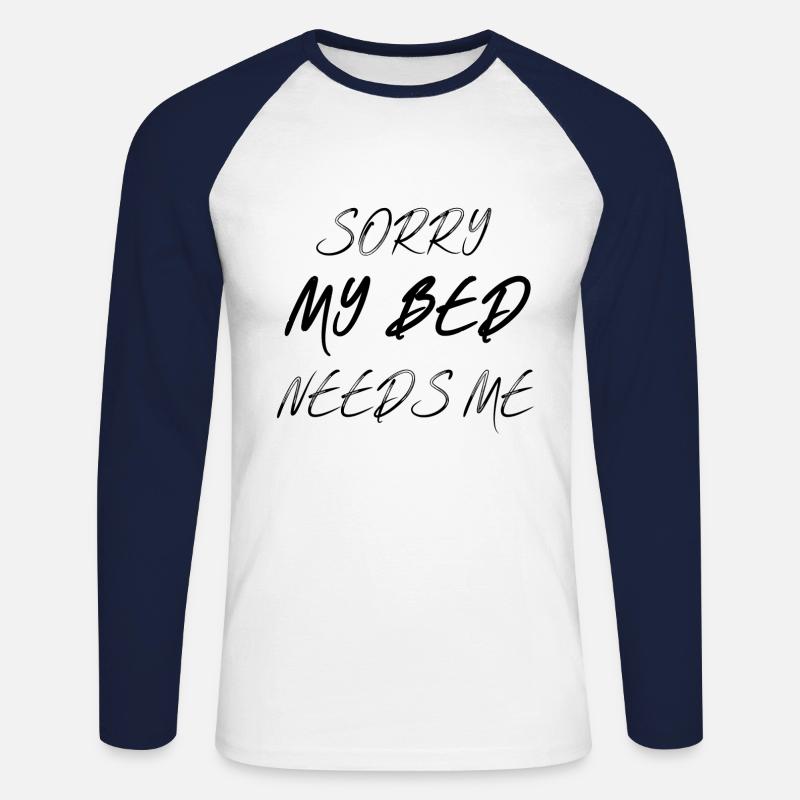 My bed needs Me - Unisex Long Sleeve Baseball T-Shirt - white/navy