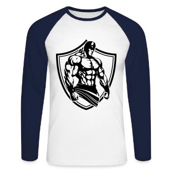 Gladiator Muscles Musculation Gym - T-shirt baseball manches longues Homme - blanc/marine - Devant - Nik (191cm)