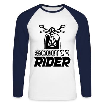 Rollerfahrer Motorroller Moped Mofa - Unisex Baseballshirt langarm - Weiß/Navy - Vorne - Nik (191cm)