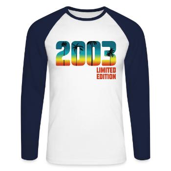 Vintage 2003 Limited Edition 20th Birthday - T-shirt baseball manches longues Homme - blanc/marine - Devant - Nik (191cm)