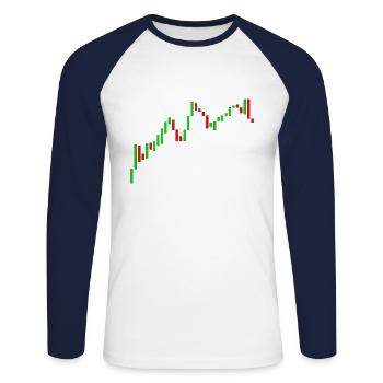 Forex Trader Candles - Unisex Long Sleeve Baseball T-Shirt - white/navy - Front - Nik (191cm)