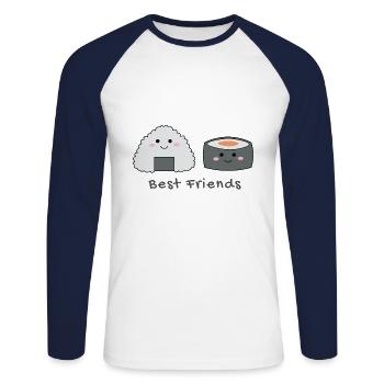 Poissons drôles sushi riz amis cadeau nourriture - T-shirt baseball manches longues Homme - blanc/marine - Devant - Nik (191cm)