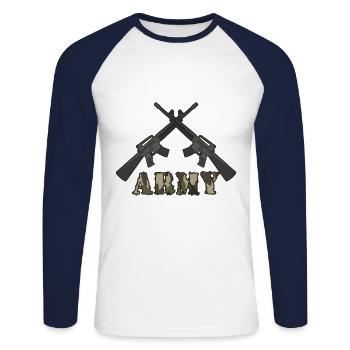 ARMY army military weapon - Unisex Long Sleeve Baseball T-Shirt - white/navy - Front - Nik (191cm)