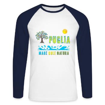 PUGLIA MARE SOLE NATURE - Unisex Long Sleeve Baseball T-Shirt - white/navy - Front - Nik (191cm)