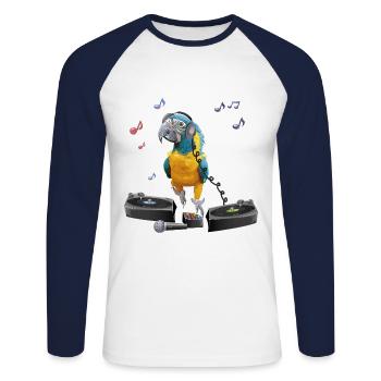 blue-bearded macaw - Unisex Long Sleeve Baseball T-Shirt - white/navy - Front - Nik (191cm)