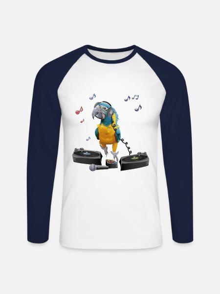 blue-bearded macaw - Unisex Long Sleeve Baseball T-Shirt - white/navy