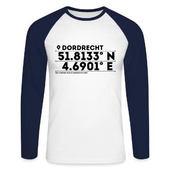 Dordrecht: Historic Port City & Riverside Elegance - Unisex Long Sleeve Baseball T-Shirt - white/navy - Front - Nik (191cm)