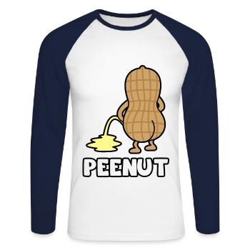 PEENUT - T-shirt baseball manches longues Homme - blanc/marine - Devant - Nik (191cm)