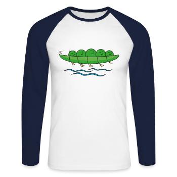 Pois canoë - T-shirt baseball manches longues Homme - blanc/marine - Devant - Nik (191cm)