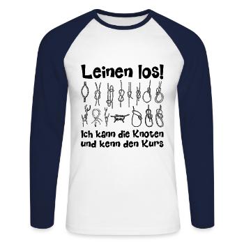 Leinen Los! Ich weiß den Kurs! - Unisex Baseballshirt langarm - Weiß/Navy - Vorne - Nik (191cm)