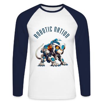 Nation robotique 4 - T-shirt baseball manches longues Homme - blanc/marine - Devant - Nik (191cm)