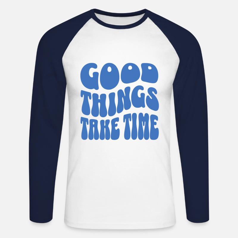 Gut Ding will Weile haben blc - Unisex Baseballshirt langarm - Weiß/Navy