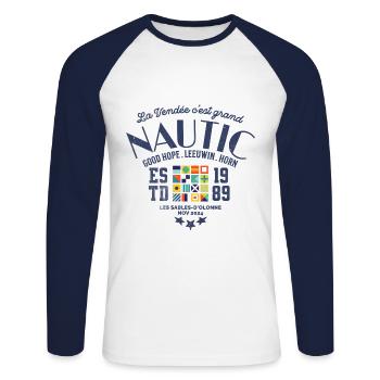 Worldtour regatta blc 1 - T-shirt baseball manches longues Homme - blanc/marine - Devant - Nik (191cm)