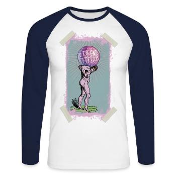 Disco Dude - T-shirt baseball manches longues Homme - blanc/marine - Devant - Nik (191cm)