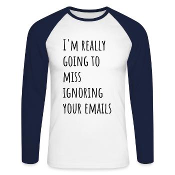 Employee walking for women, employee walking - Unisex Long Sleeve Baseball T-Shirt - white/navy - Front - Nik (191cm)