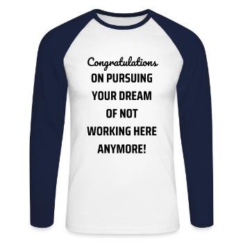 Employee walking for women, employee walking - Unisex Long Sleeve Baseball T-Shirt - white/navy - Front - Nik (191cm)