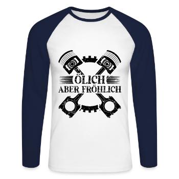 Auto Schrauber Tuner Mechaniker Ölich - Unisex Baseballshirt langarm - Weiß/Navy - Vorne - Nik (191cm)