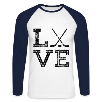 Ice Hockey Love Boys Girls Ice Hockey - Unisex Long Sleeve Baseball T-Shirt - white/navy - Front - Nik (191cm)