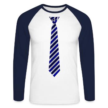 Cravate à rayures Eldredge - T-shirt baseball manches longues Homme - blanc/marine - Devant - Nik (191cm)