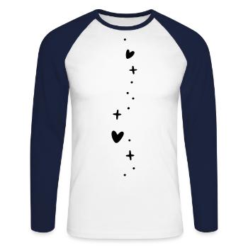 Sweet Hearts Star Decoration - Unisex Long Sleeve Baseball T-Shirt - white/navy - Front - Nik (191cm)